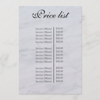 Vintage Beauty Salon Price List Menu