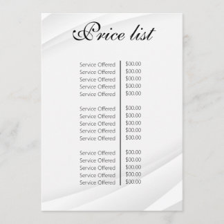 Vintage Beauty Salon Price List Menu