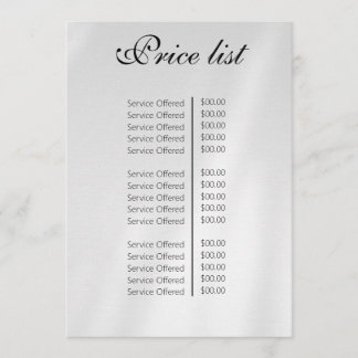 Vintage Beauty Salon Price List Menu