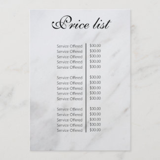 Vintage Beauty Salon Price List Menu