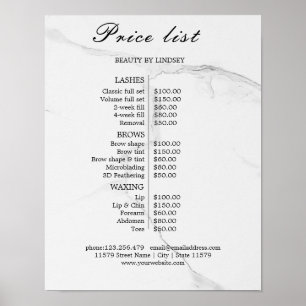 Vintage Beauty Salon Price List Poster