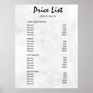 Vintage Beauty Salon Price List Poster