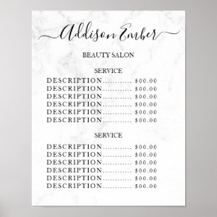 Vintage Beauty Salon Price List Poster