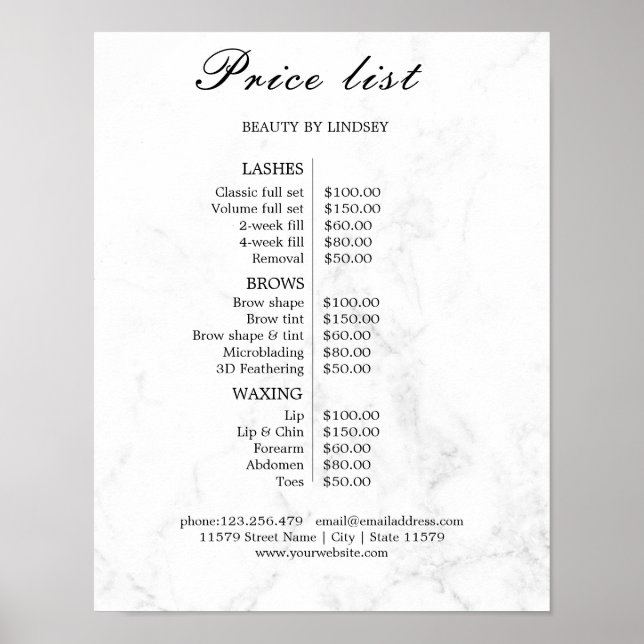 Vintage Beauty Salon Price List Poster (Front)