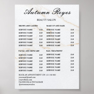 Vintage Beauty Salon Price List Poster