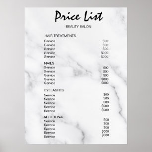 Vintage Beauty Salon Price List Poster