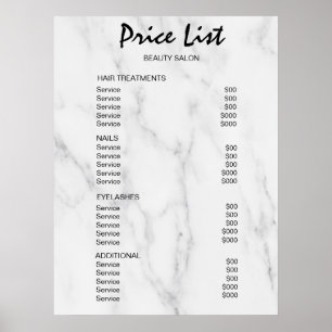 Vintage Beauty Salon Price List Poster