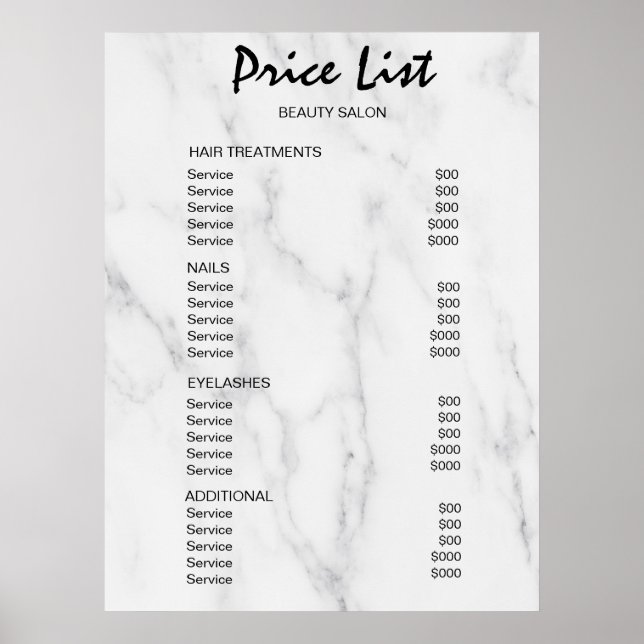 Vintage Beauty Salon Price List Poster (Front)
