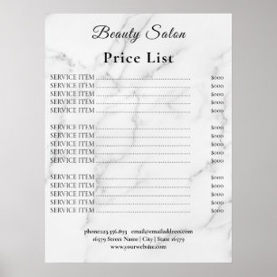 Vintage Beauty Salon Price List Poster