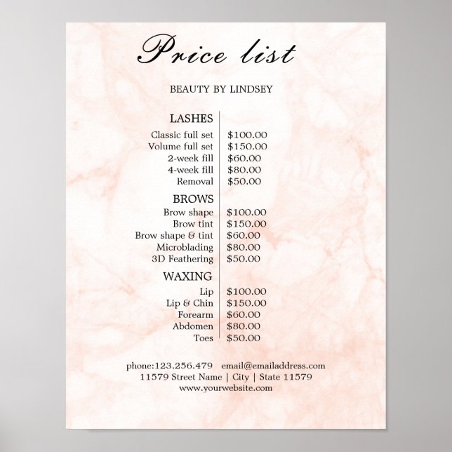 Vintage Beauty Salon Price List Poster (Front)