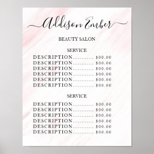 Vintage Beauty Salon Price List Poster