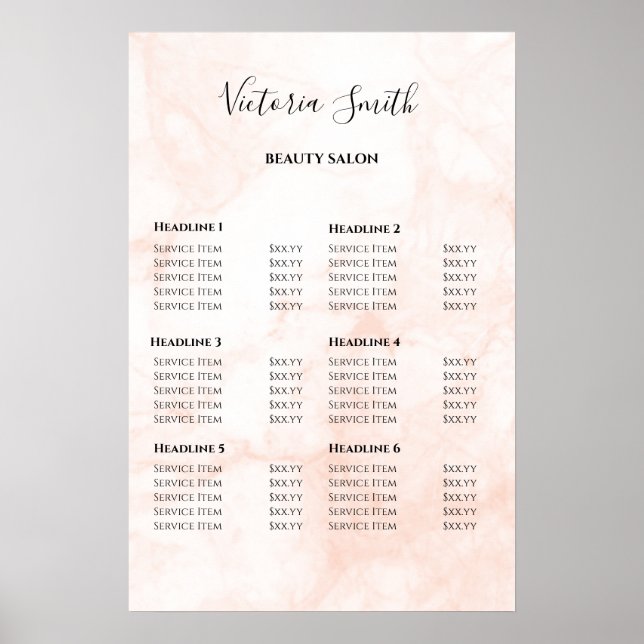 Vintage Beauty Salon Price List Poster (Front)