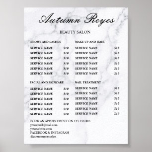 Vintage Beauty Salon Price List Poster
