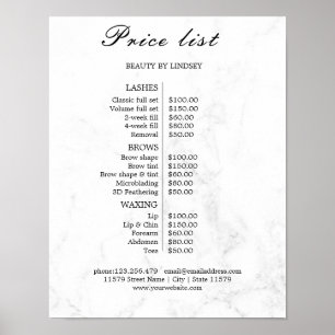 Vintage Beauty Salon Price List Poster