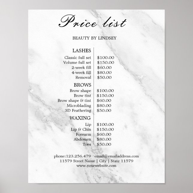 Vintage Beauty Salon Price List Poster (Front)
