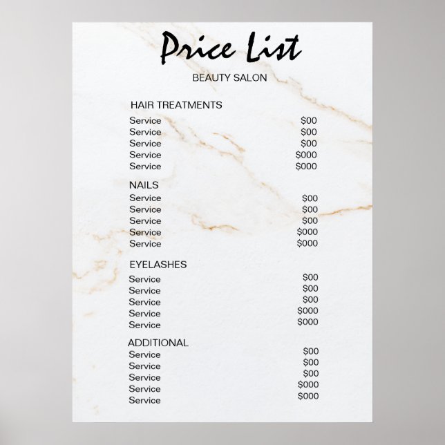 Vintage Beauty Salon Price List Poster (Front)