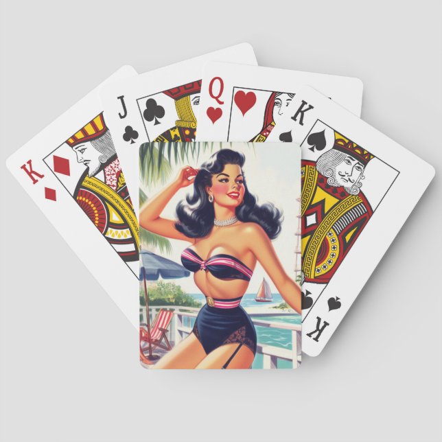 Vintage Beauty Summer Pin Up Playing Cards (Back)