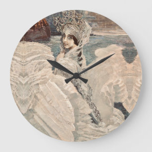 Vintage Beauty Swan Princess Vrubel Painting  Large Clock