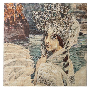 Vintage Beauty Swan Princess Vrubel Painting Tile