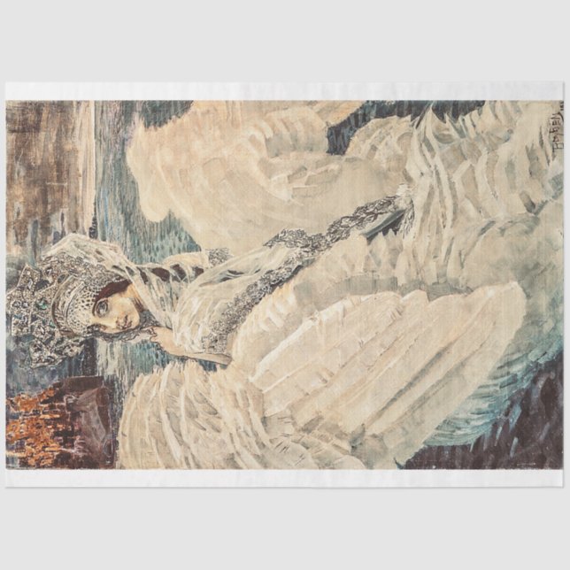 Vintage Beauty Swan Princess Vrubel Painting Tissue Paper (Front)