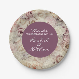 Vintage Bed of Roses Wedding Paper Plates