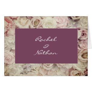 Vintage Bed of Roses Wedding Thank You Note