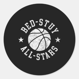 Vintage Bed-stuy All-stars Retro Distressed 80s Sk Classic Round Sticker