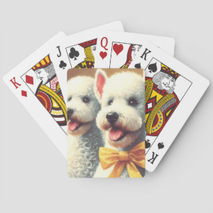 Vintage Bedlington Terrier Painting Playing Cards