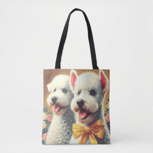 Vintage Bedlington Terrier Painting Tote Bag
