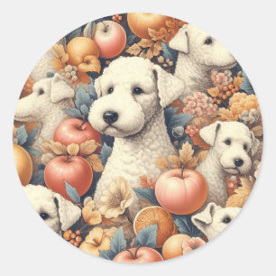 Vintage Bedlington Terrier Seamless  Classic Round Sticker