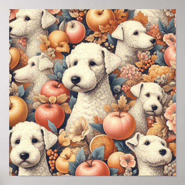 Vintage Bedlington Terrier Seamless  Poster (Front)