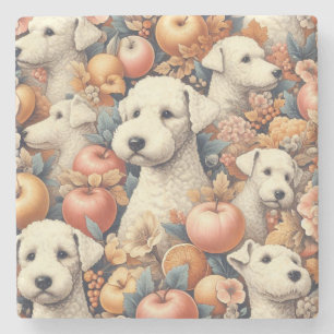 Vintage Bedlington Terrier Seamless Stone Coaster