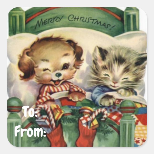 Vintage Bedtime Buddies Square Sticker (Front)