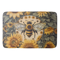 Vintage Bee and Sunflowers 