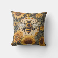 Vintage Bee and Sunflowers