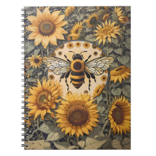 Vintage Bee and Sunflowers Notebook