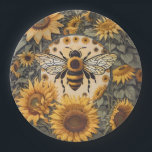 Vintage Bee and Sunflowers Paper Plate<br><div class="desc">Serve your meals in style with these Vintage Bee and Sunflowers Paper Plates. Featuring a charming bee surrounded by bright sunflowers, these plates add a touch of rustic elegance to any event. Perfect for garden parties, picnics, or casual gatherings, they combine nature-inspired beauty with convenience. Ideal for nature lovers, these...</div>