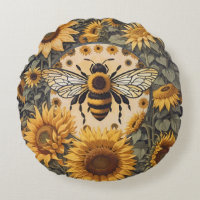 Vintage Bee and Sunflowers 