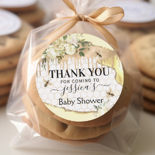 Vintage Bee Baby Shower Favour Thank You Classic Round Sticker