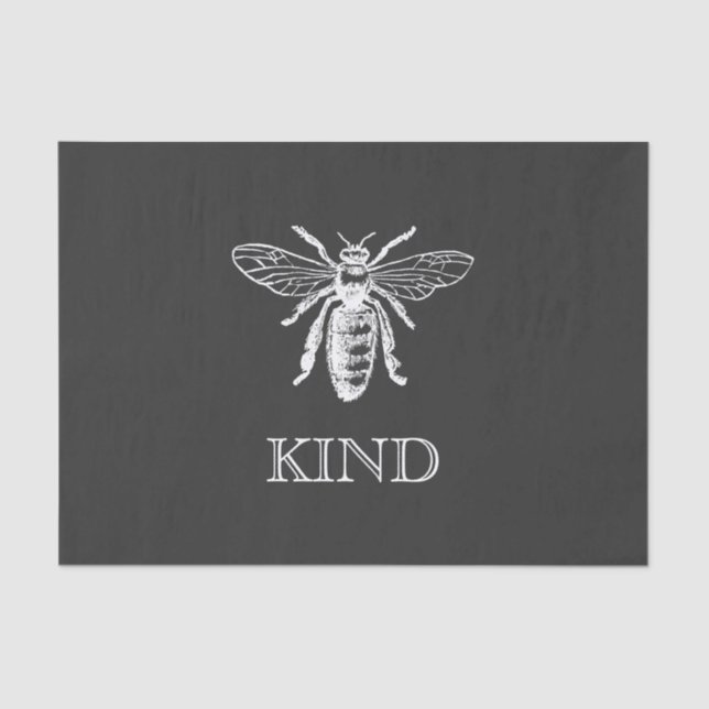 Vintage Bee Be Kind Black Tissue Paper (Front)