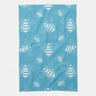 Vintage Bee Botanical Blue (2) Tea Towel
