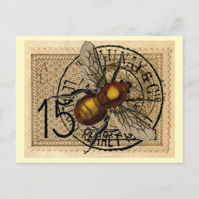 Vintage Bee Collage Postcard (Front)