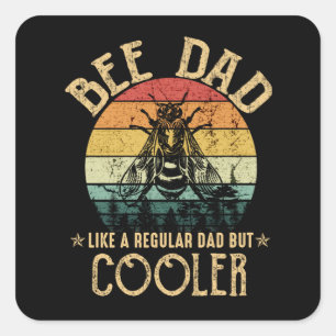 Vintage Bee Dad Like A Regular Dad But Cooler Gift Square Sticker