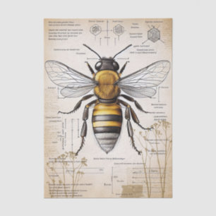 Vintage Bee Diagram Tissue Paper