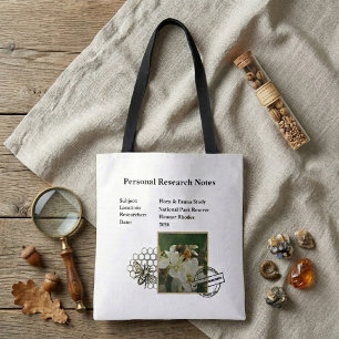 Vintage Bee Field Research Journal Black Tote Bag