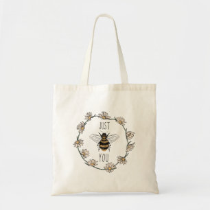 Vintage Bee Flower Daisy Quote Just Be You  Tote Bag