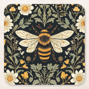 Vintage Bee Garden  Square Paper Coaster