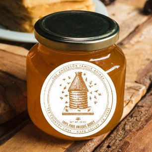 Vintage Bee Hive Beekeeper Apiary Honey Custom Classic Round Sticker