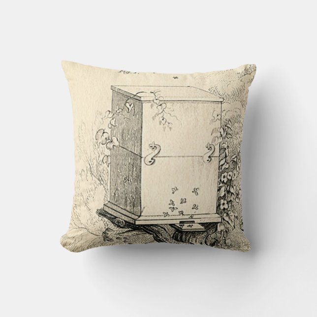 Vintage Bee Hive Pillow (Front)