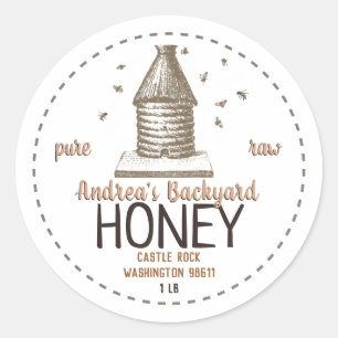 Vintage Bee Hive with Little Bees Classic Round Sticker